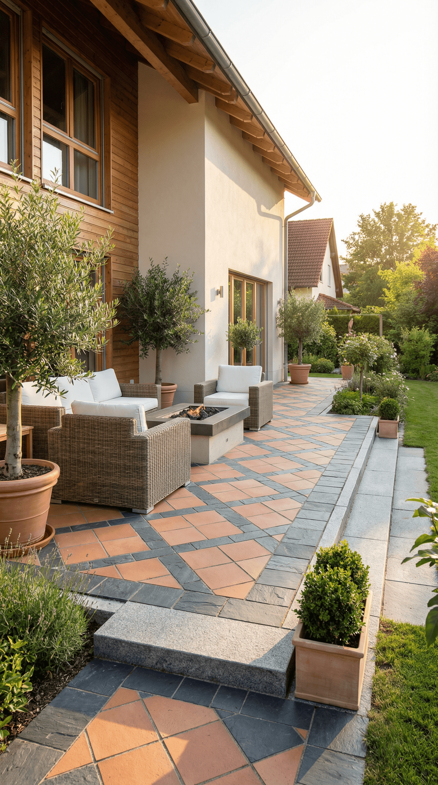 防草・砂利とタイルテラスを整えたリフォーム後の庭